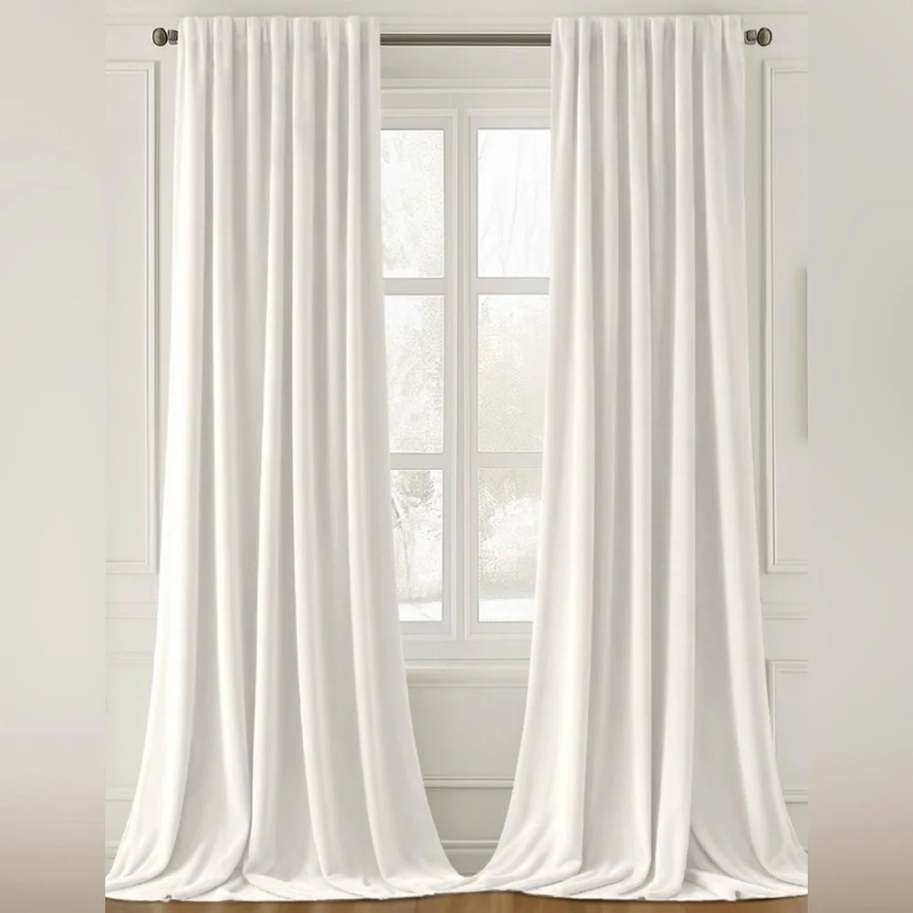 (4 pieces) 52”X 107” super long  & soft and heavy, blackout curtains. Excellent